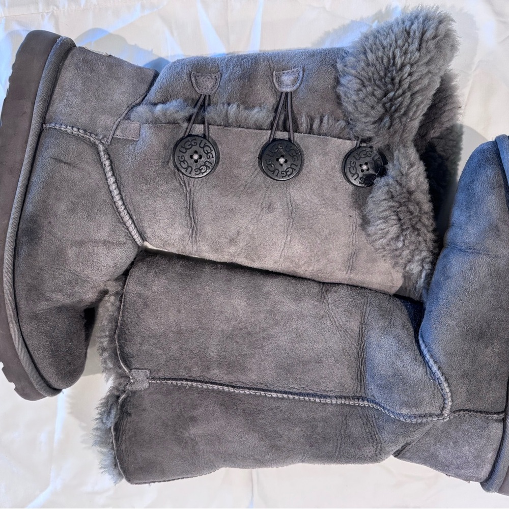 UGG Gray Button Shearling Lined Boots - image 2